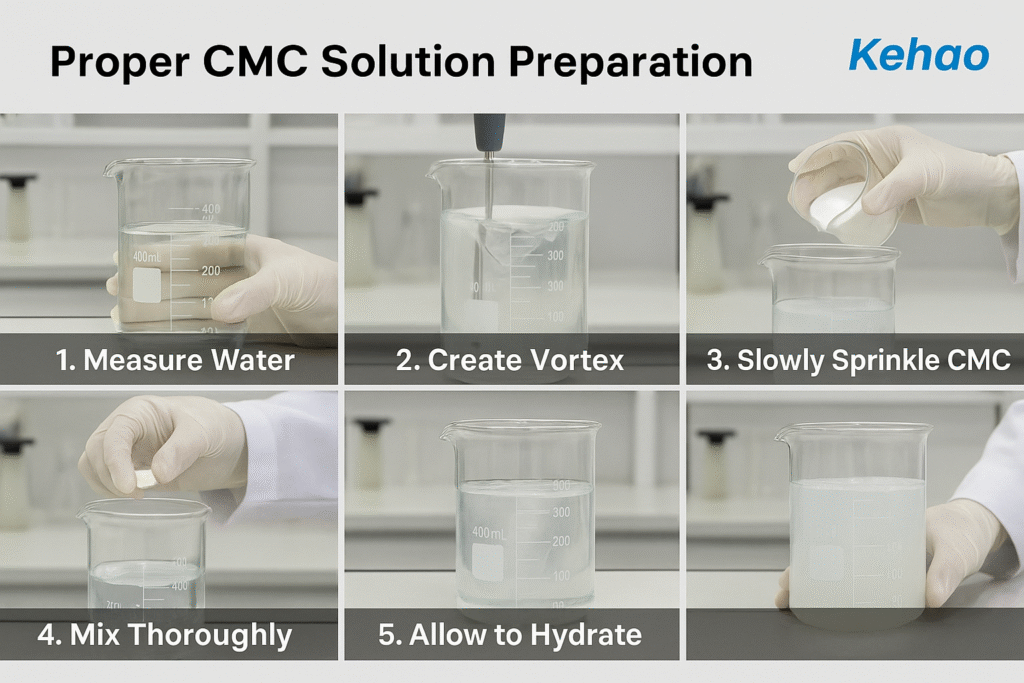 Step-by-step preparation of 1% CMC solution Proper CMC solution preparation