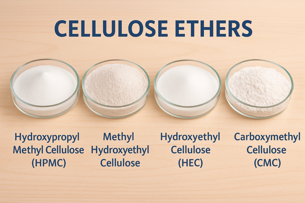 Various cellulose ether types with different properties Different types of cellulose ether samples