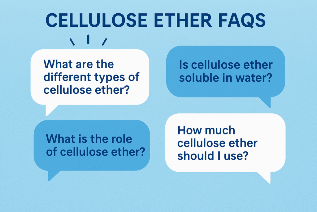 Common questions about cellulose ether usage Cellulose ether FAQs infographic