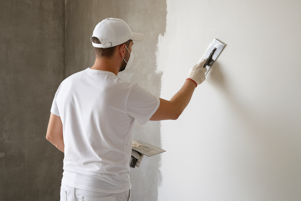 Aplicação profissional de gesso em interiores gesso aplicado em parede interior