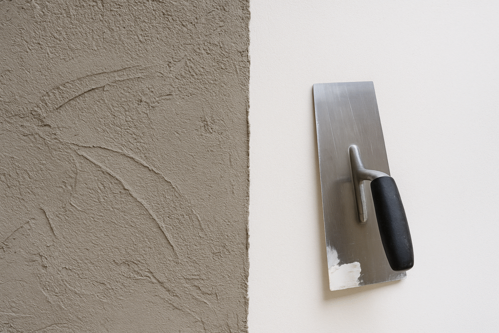 Diferença visual entre acabamento com gesso e reboco de cimento comparação de gesso e cimento