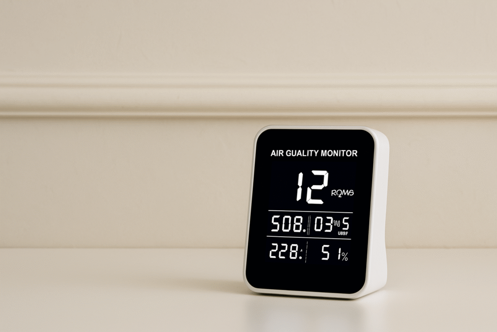 Medição de qualidade do ar em ambiente com acabamento de gesso qualidade do ar com gesso