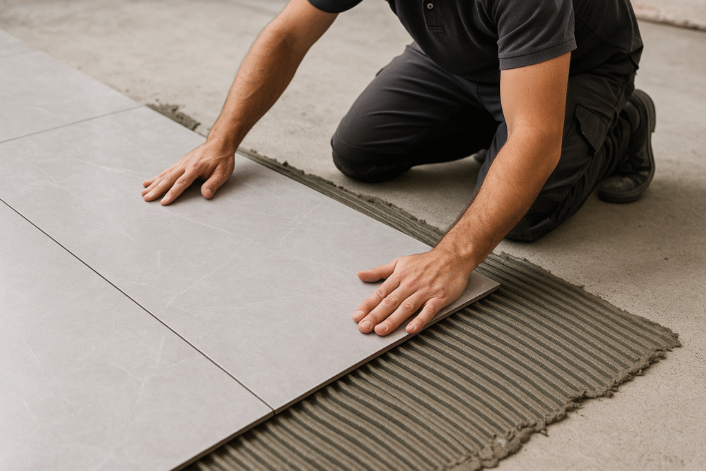 Modern tile installation with premium adhesive