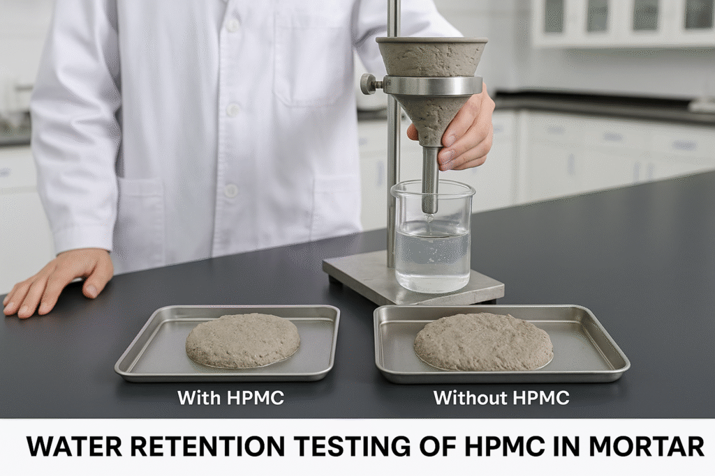 Water retention testing of HPMC in mortar