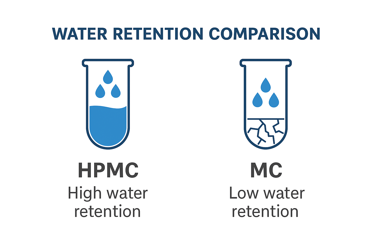 Water retention test showing HPMC vs MC performance Water retention comparison test demonstration