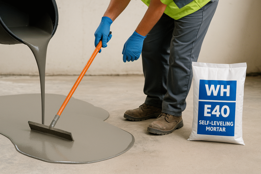 self-leveling mortar application with WH E40