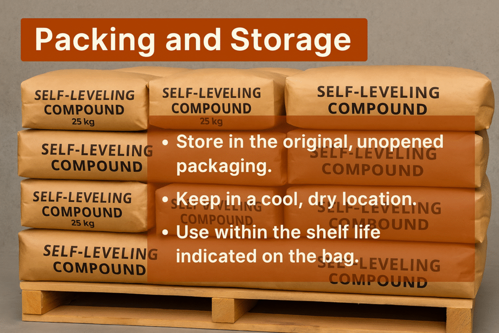 Packing and storage of cement self-leveling compound Packing and storage of cement self-leveling compound