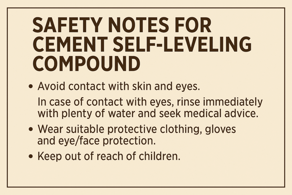 Safety measures for cement self-leveling compound Safety notes for cement self-leveling compound
