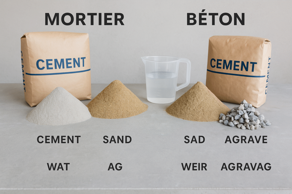Composants du béton et du mortier