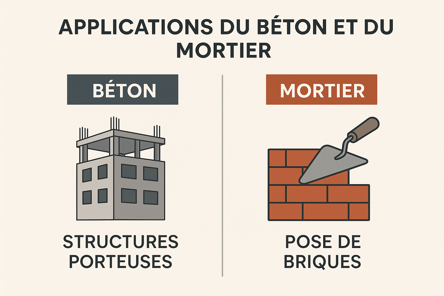 Applications du béton et du mortier