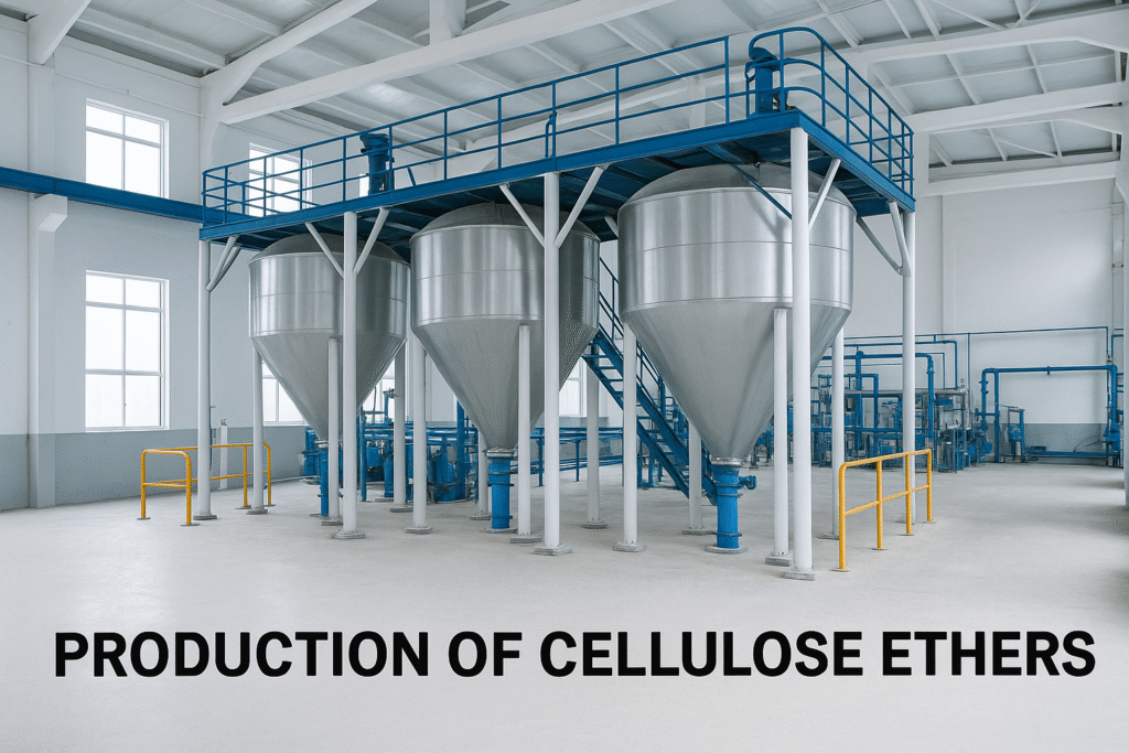 Industrial production line for cellulose ethers