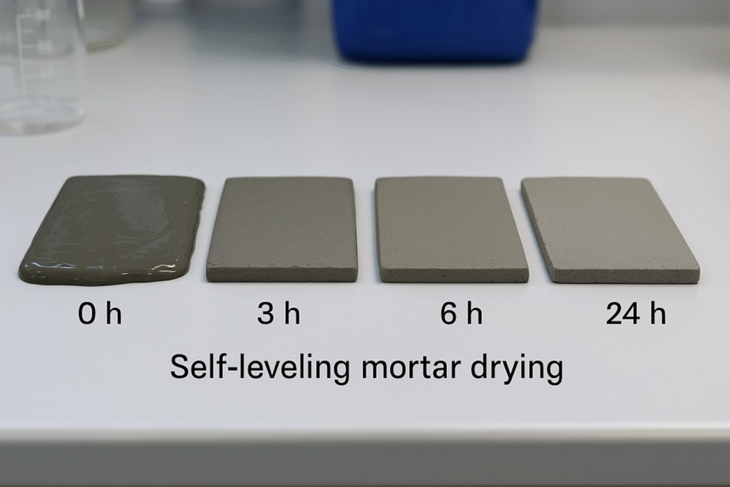 self leveling mortar drying process