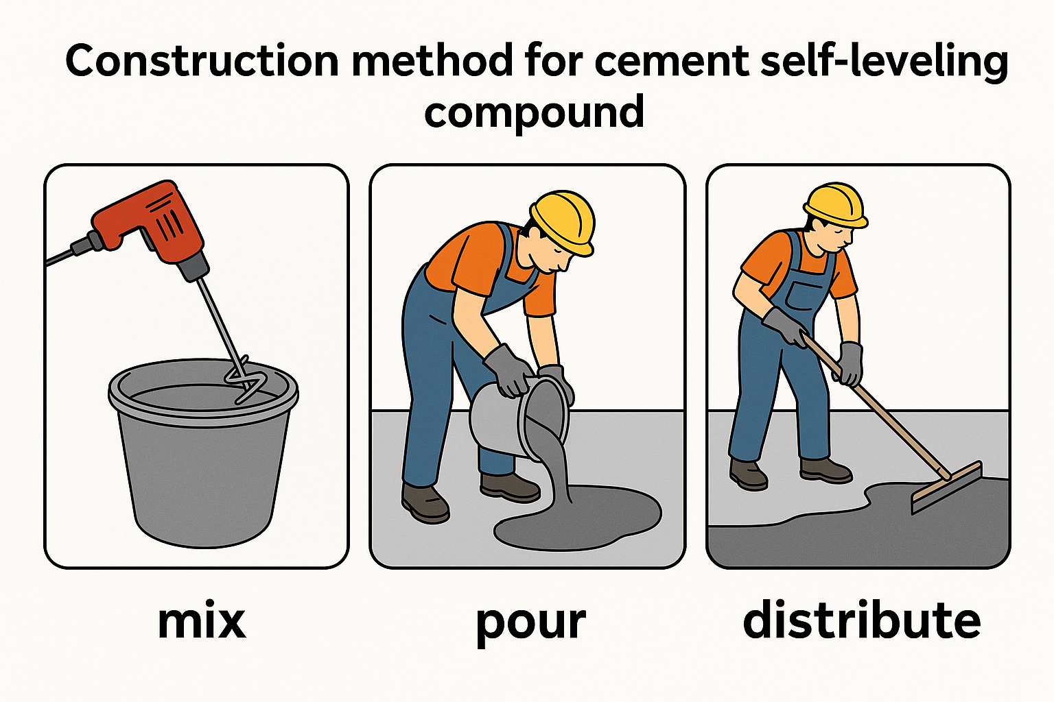 Construction method for cement self-leveling compound