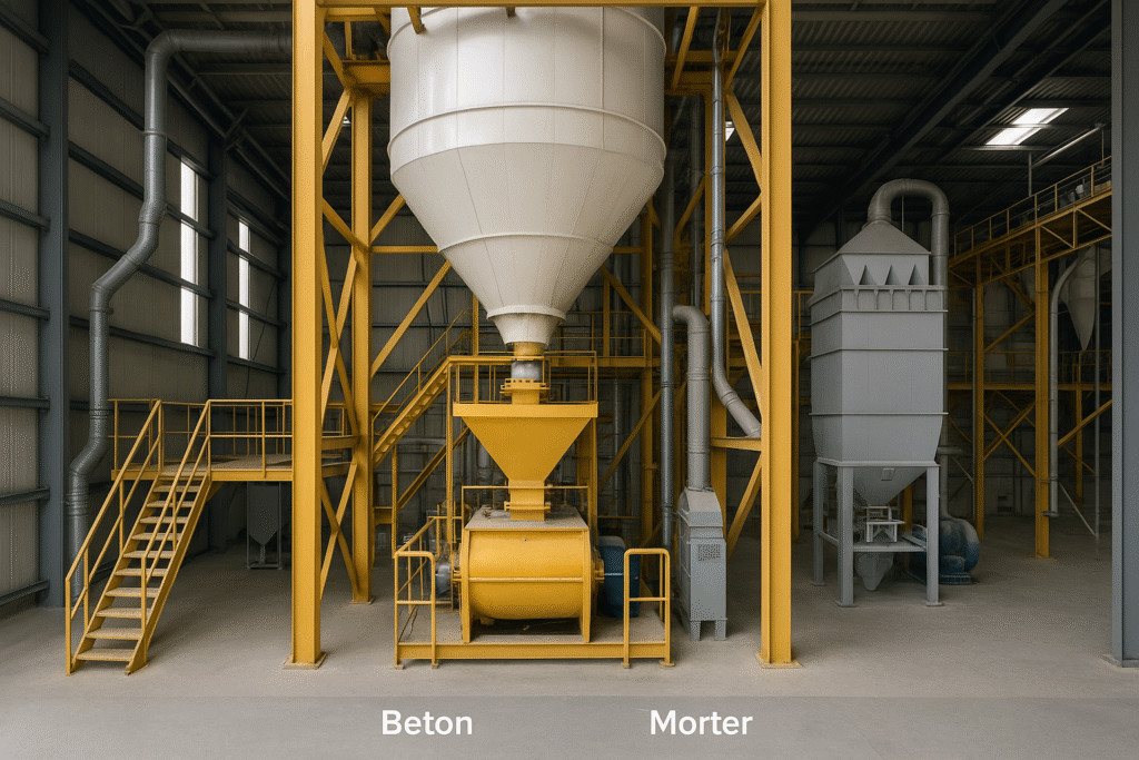 Production de mortier sec en usine