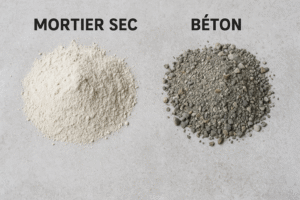 Mortier sec contre béton