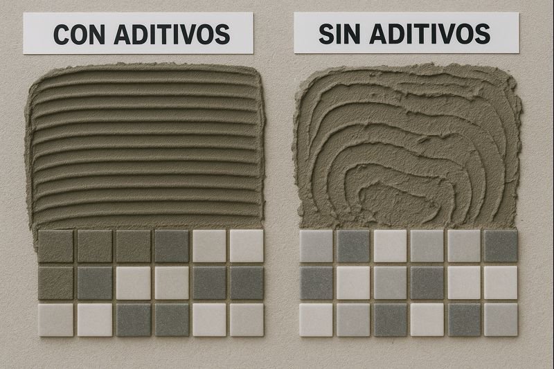 Comparación de adhesivo con y sin aditivos