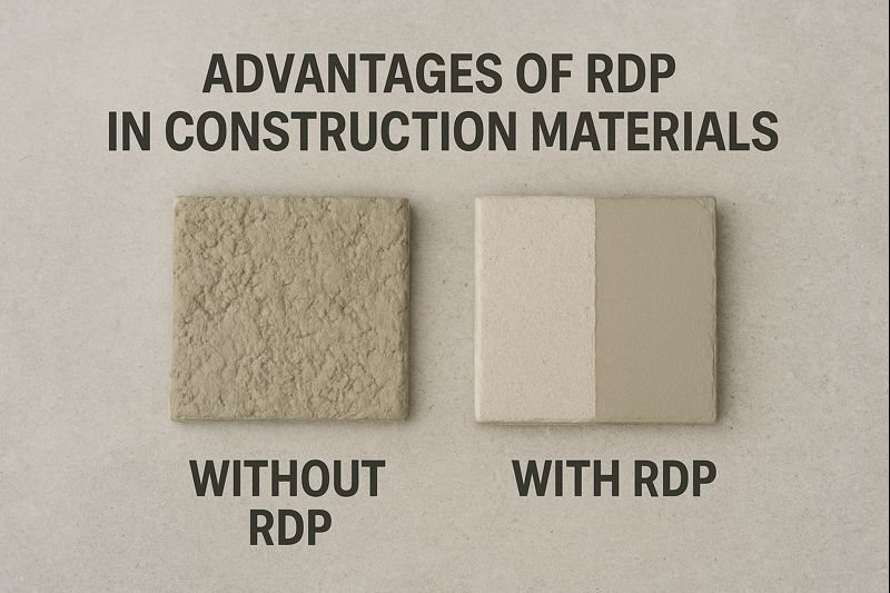 Comparison of mortar with and without RDP Advantages of RDP in construction materials