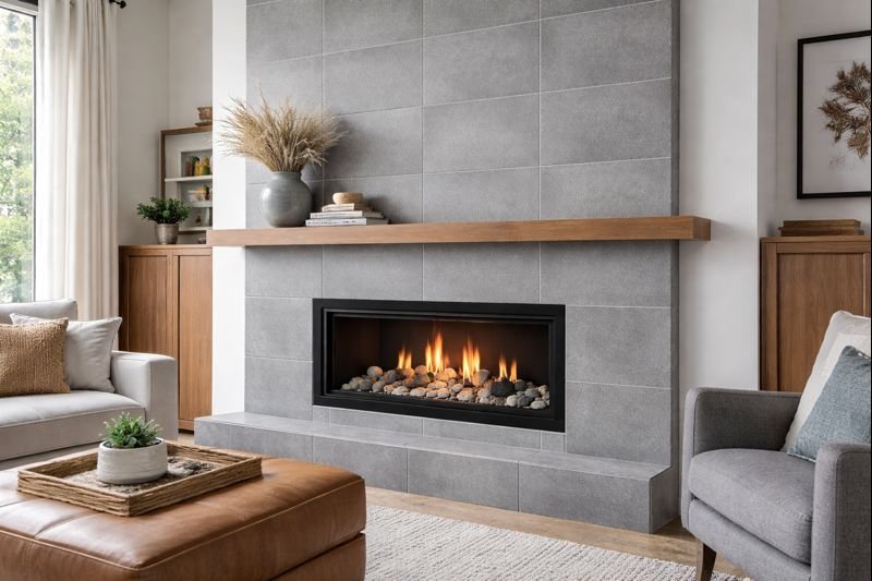ceramic tile fireplace installation