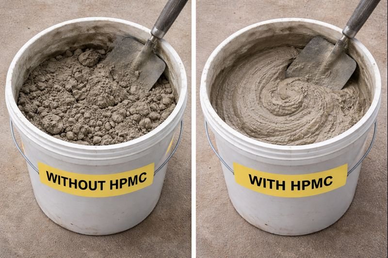 Cement mixture with and without HPMC comparison