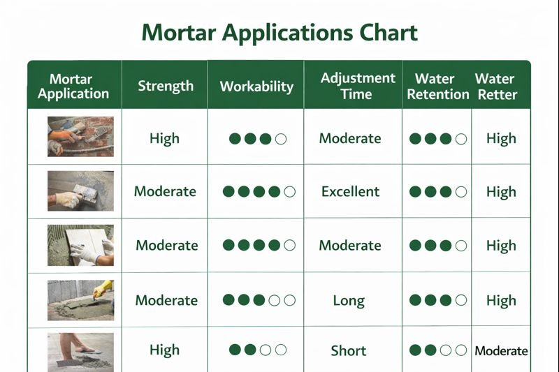 mortar applications chart