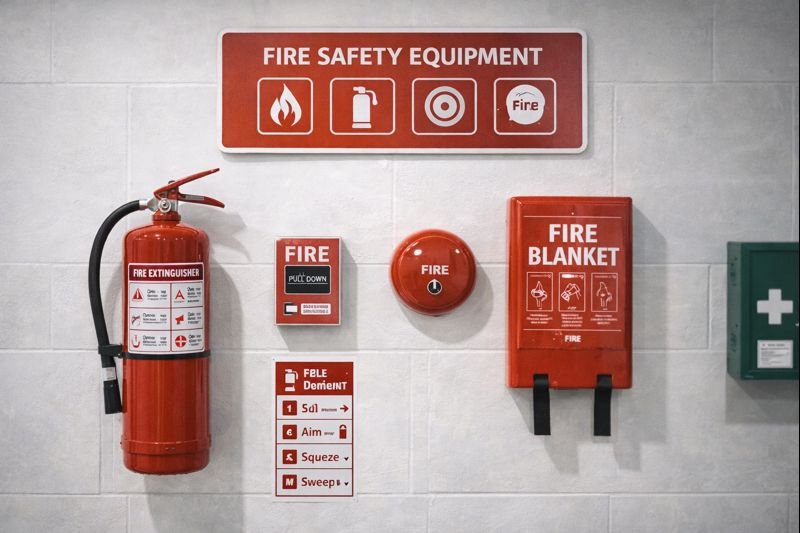 Fire Safety Equipment for Chemical Handling Fire safety equipment display