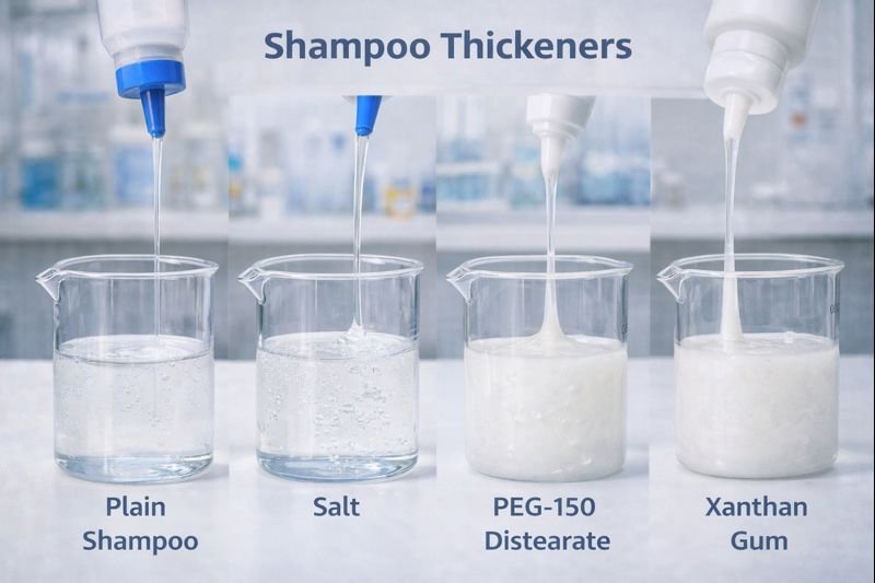 Comparison of shampoo viscosity with different thickeners shampoo thickeners demonstration