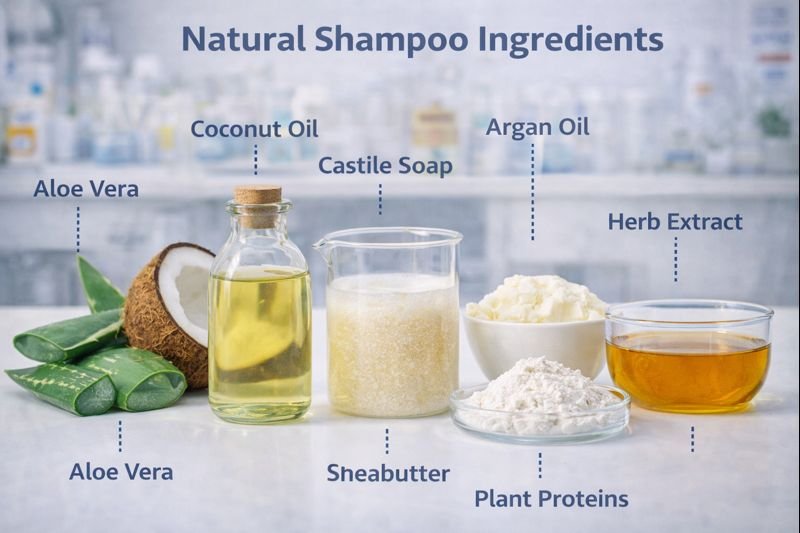 Raw natural ingredients used in shampoo formulation natural shampoo ingredients