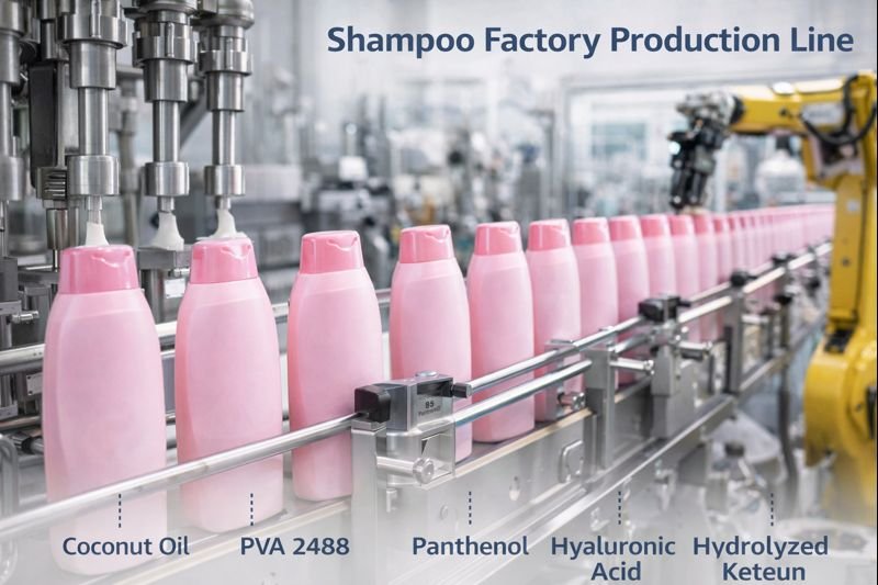 Modern shampoo production facility shampoo factory production line