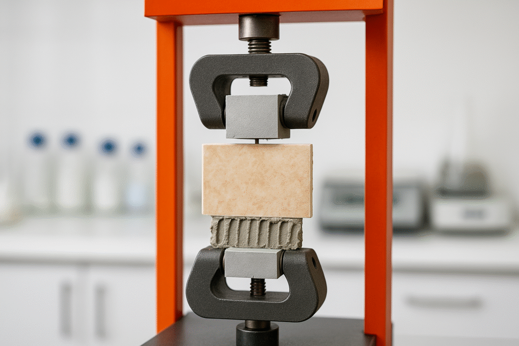 Laboratory testing of tile adhesive bond strength Tile bonding strength test