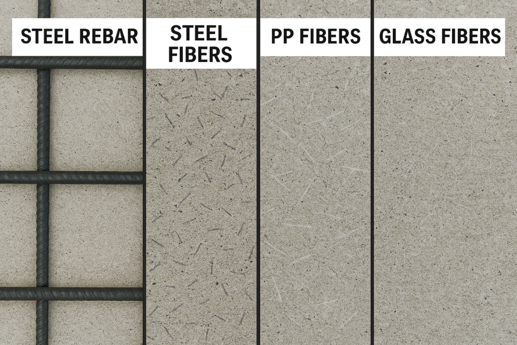 Concrete reinforcement comparison Different types of concrete reinforcement methods