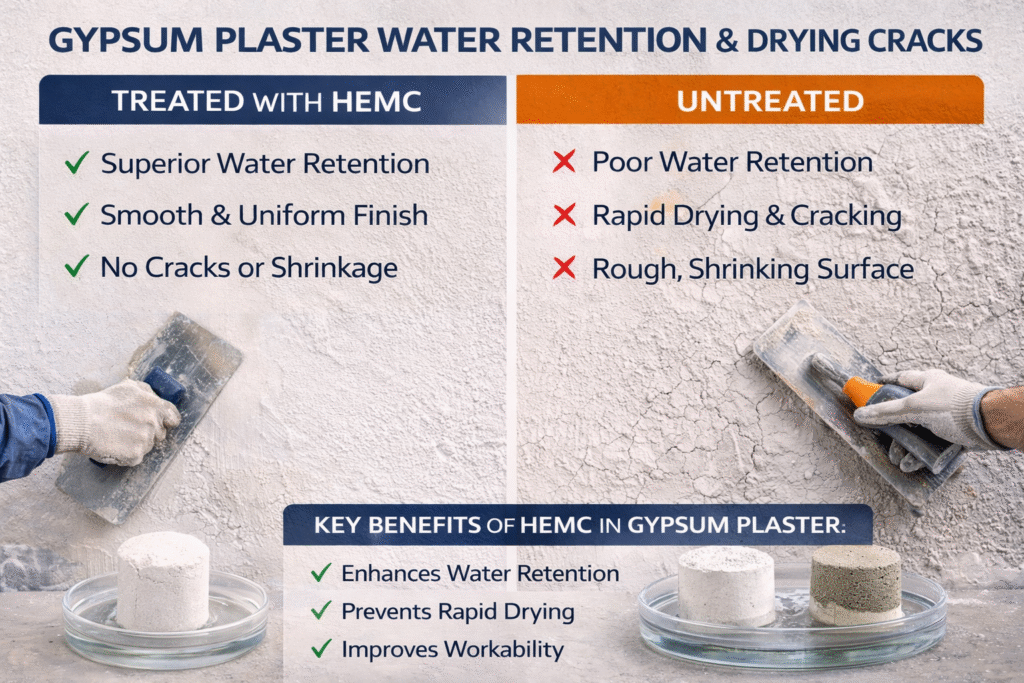 Comparison of treated and untreated gypsum plaster