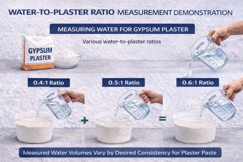 Water-to-plaster ratio measurement demonstration