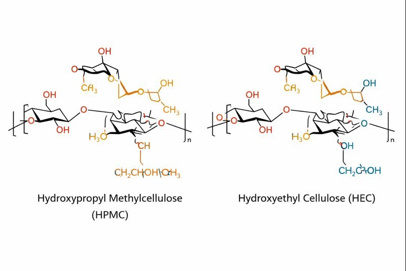 Molecular structure comparison of HPMC and HEC