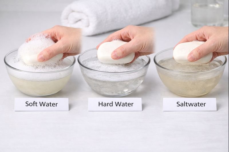 Soap lather comparison in different water types
