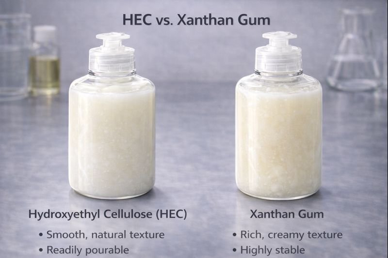 comparison of HEC and xanthan gum thickeners