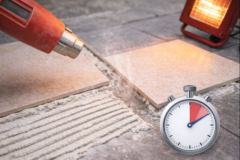 Accelerated tile adhesive drying techniques Tile adhesive drying process