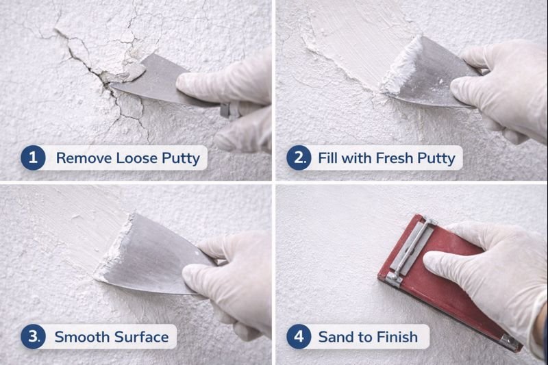 repairing cracked putty on wall