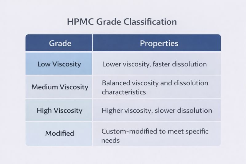 HPMC grade classification chart
