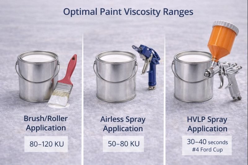 Optimal viscosity ranges for different paint applications Optimal paint viscosity ranges