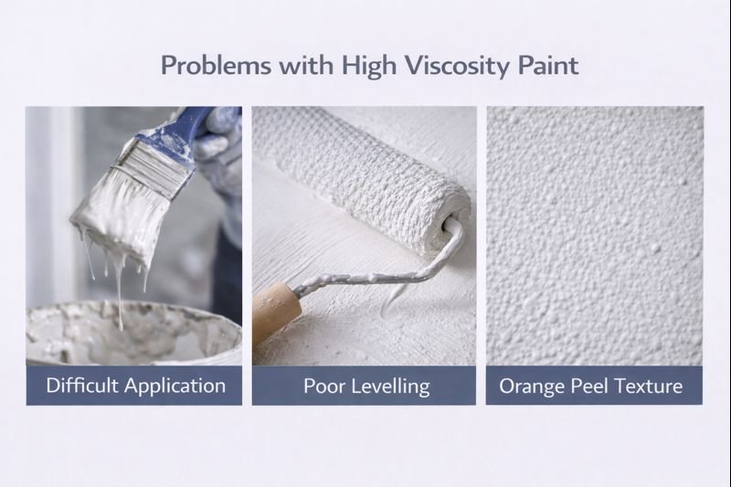 Problems caused by excessive paint viscosity Problems with high viscosity paint