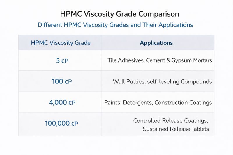 HPMC viscosity grade comparison chart