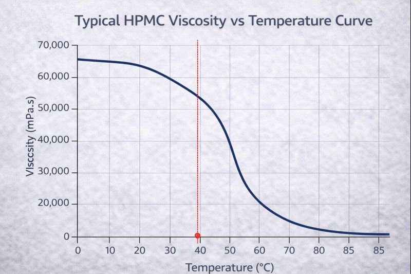 Typical HPMC viscosity vs temperature curve HPMC viscosity temperature curve