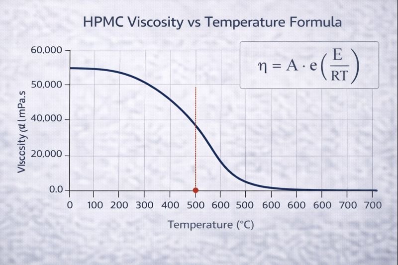 Mathematical relationship between HPMC viscosity and temperature Temperature-viscosity formula graph