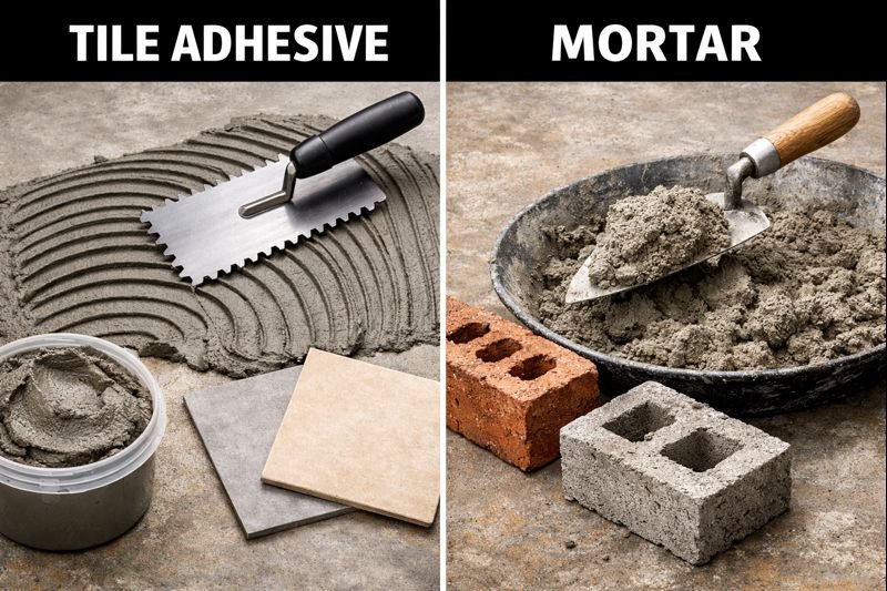 tile adhesive versus mortar comparison