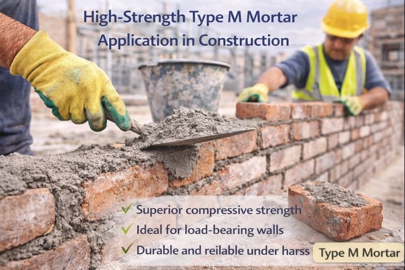 Type M mortar application in construction