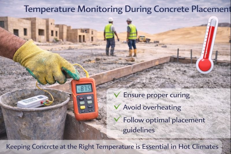 Concrete temperature monitoring in desert construction
