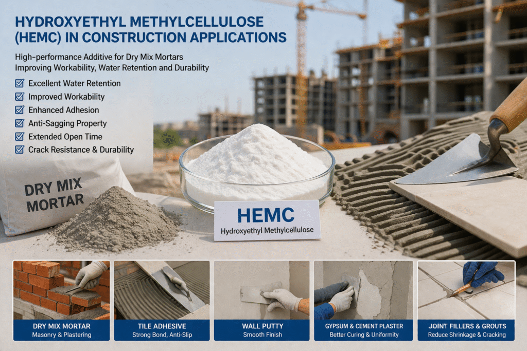 HEMC additives improving construction material performance hydroxyethyl methylcellulose in construction applications
