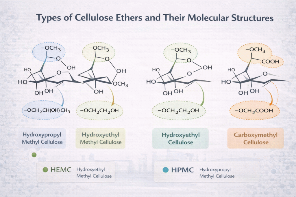 Types of cellulose ethers and their molecular structures