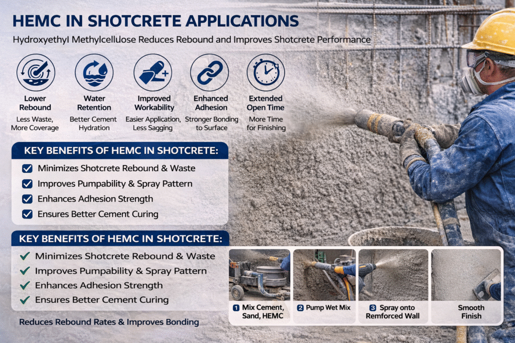 HEMC reducing shotcrete rebound rates HEMC in shotcrete applications