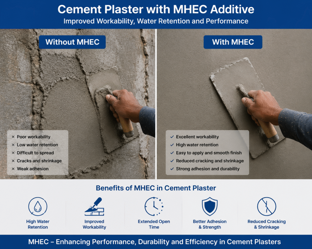 Cement plaster application with MHEC additive